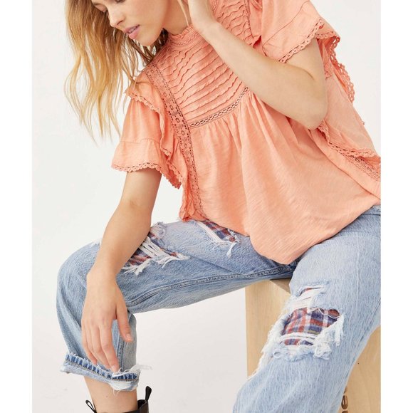 Free People Tops - 🎉LAST CHANCE🎉 NWT Free People Le Femme Tee / Winter Coral